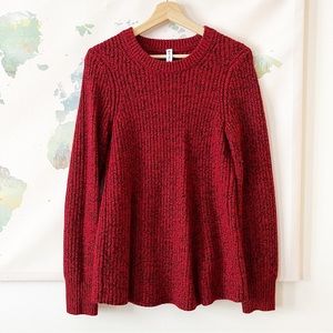 Athleta Sweater Size Small Sierra Crew Neck Red Black Marled Wool Blend